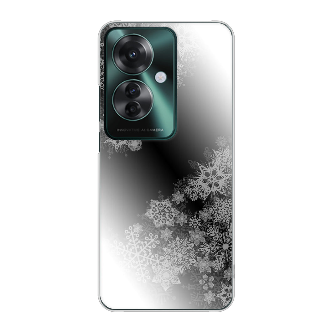 OPPO Reno11 A 高画質仕上げ 背面印刷 ハードケース 【YJ340 モノトーン 雪の結晶 】