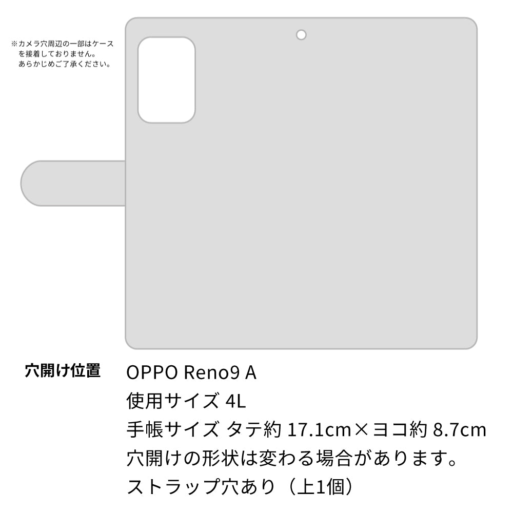 OPPO reno9 A クリアプリントブラックタイプ 手帳型ケース