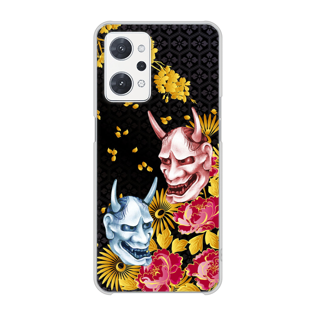 OPPO reno9 A 高画質仕上げ 背面印刷 ハードケース 【1024 般若と牡丹2】