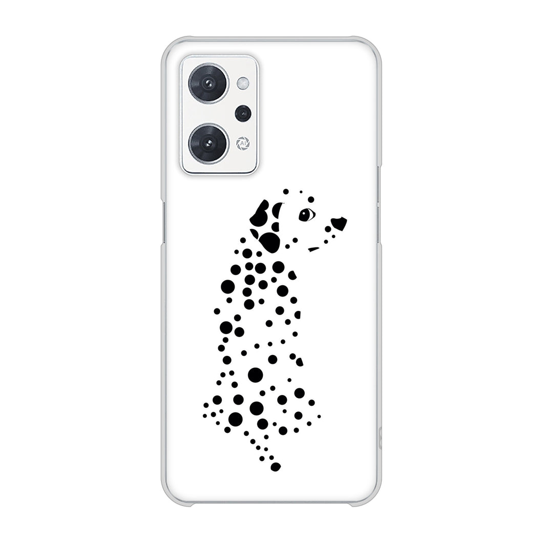 OPPO reno9 A 高画質仕上げ 背面印刷 ハードケース 【1038 振り向くダルメシアン(WH)】