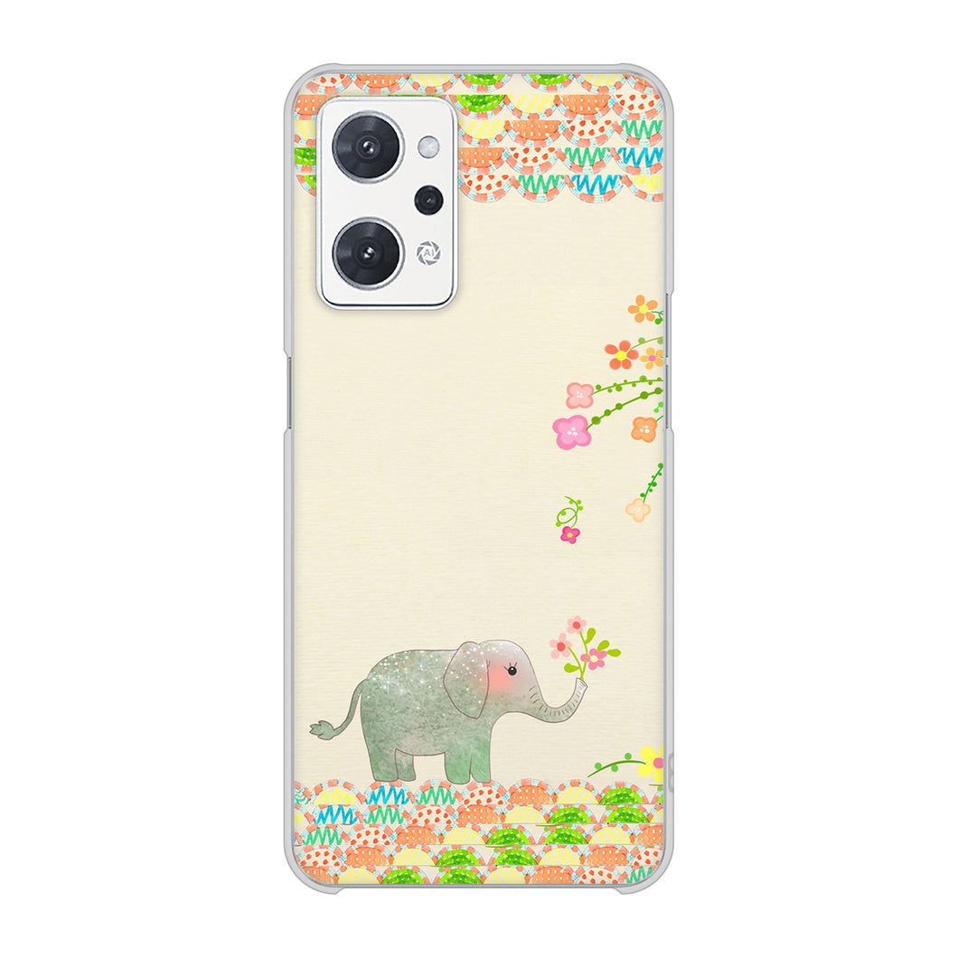 OPPO reno9 A 高画質仕上げ 背面印刷 ハードケース 【1039 お散歩ゾウさん】