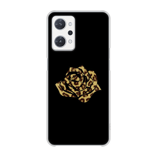 OPPO reno9 A 高画質仕上げ 背面印刷 ハードケース 【1184 ヒョウのバラ(茶)】
