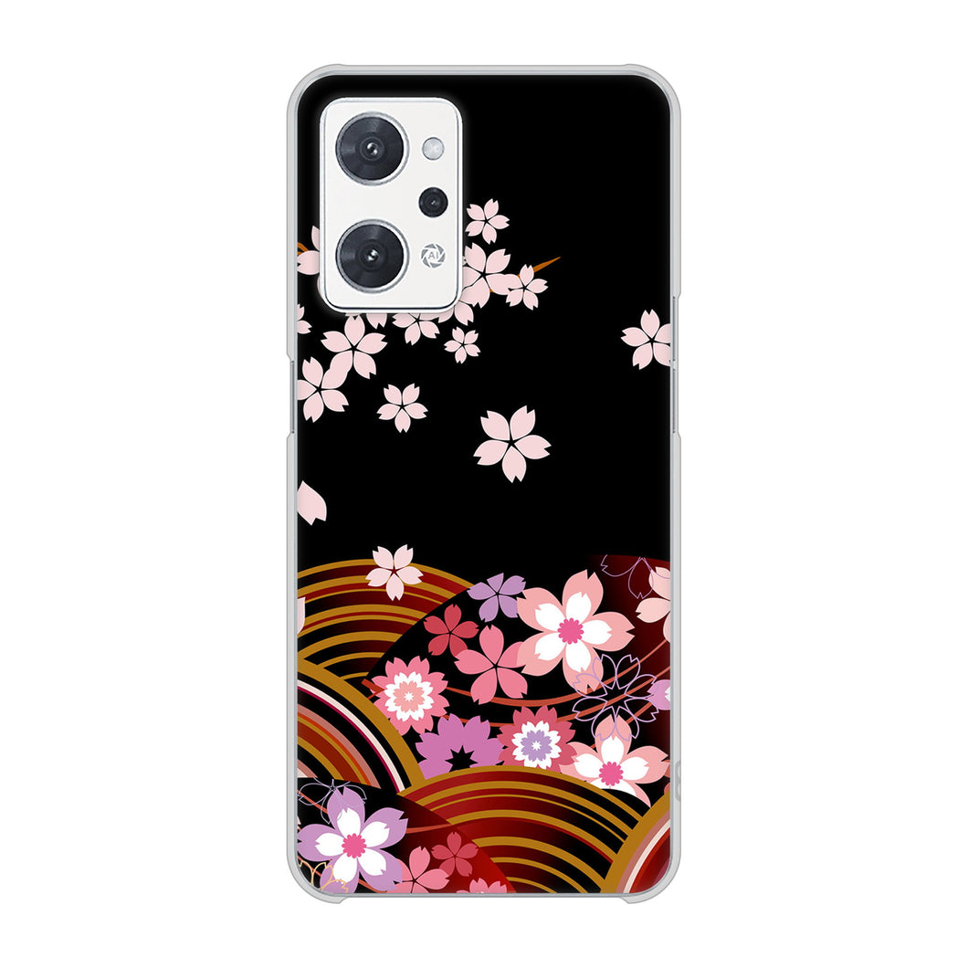 OPPO reno9 A 高画質仕上げ 背面印刷 ハードケース 【1237 和柄&筆文字・夜桜の宴】