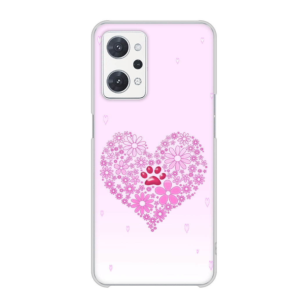 OPPO reno9 A 高画質仕上げ 背面印刷 ハードケースハートと肉球