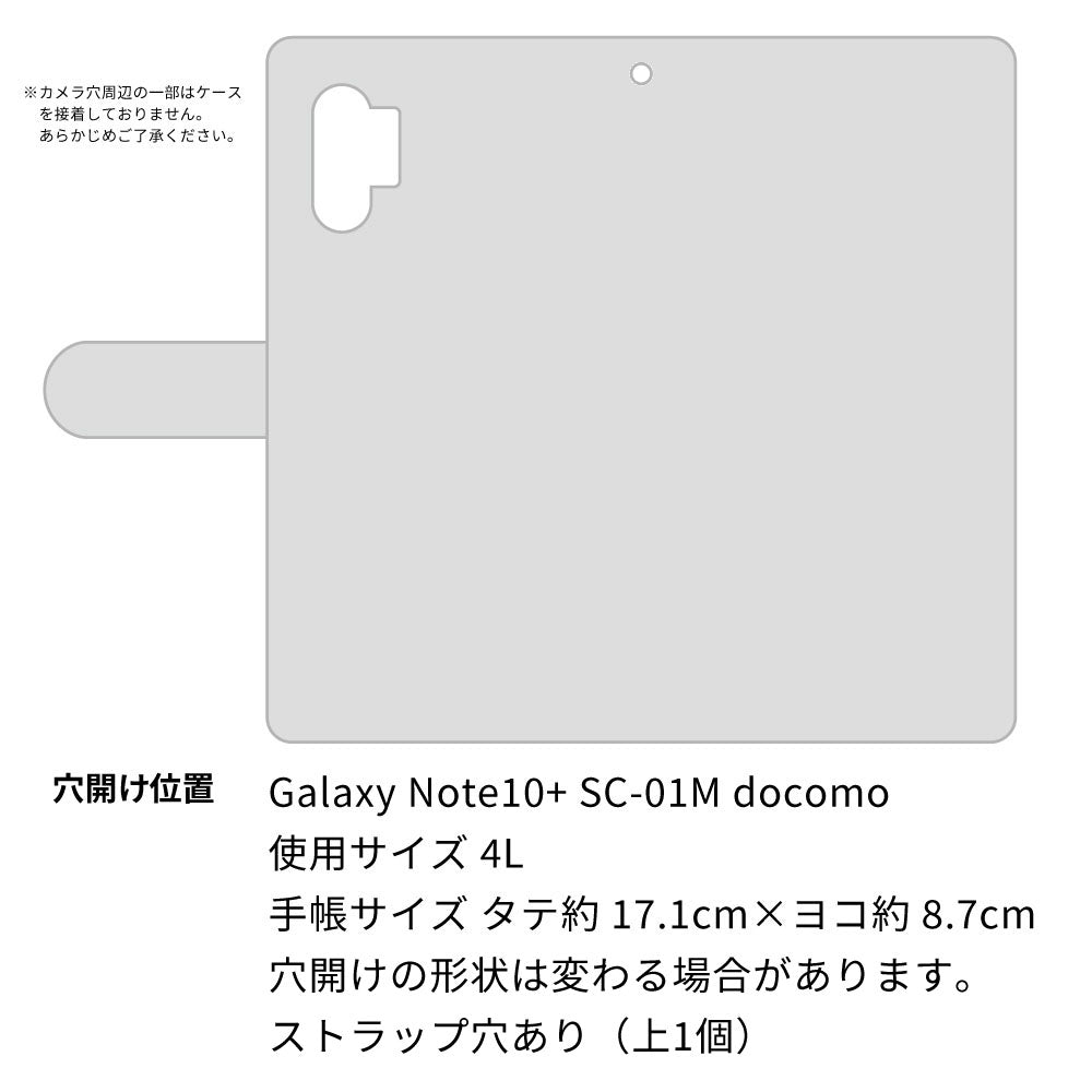 Galaxy Note10+ SC-01M docomo 花のスケッチ 大人かわいい プリント手帳型ケース 耐衝撃