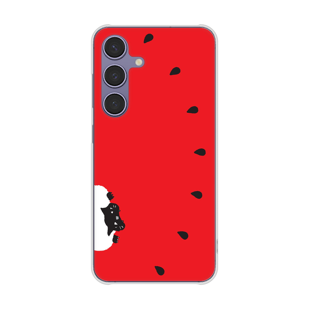 Galaxy S24 SC-51E docomo 高画質仕上げ 背面印刷 ハードケースすいかをかじるネコ