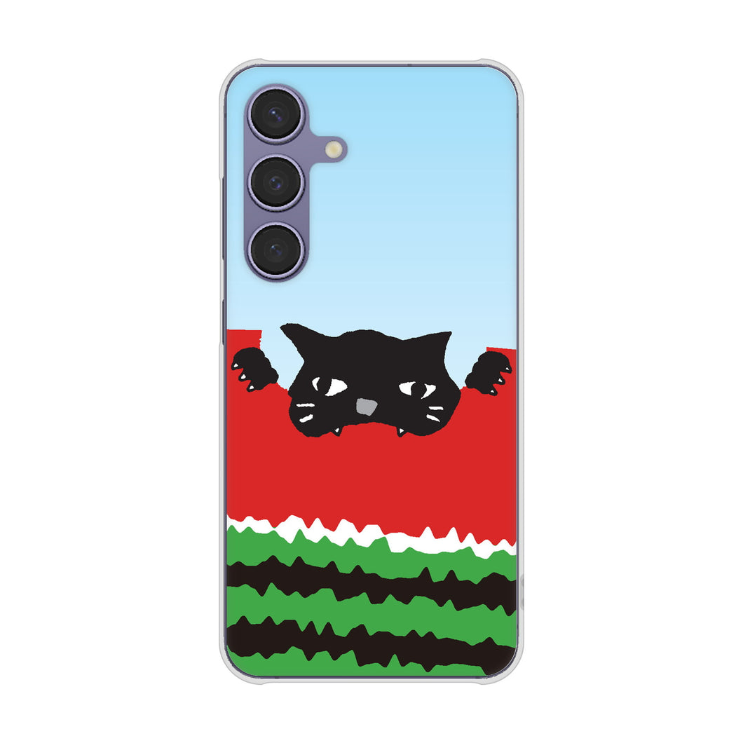 Galaxy S24 SC-51E docomo 高画質仕上げ 背面印刷 ハードケースすいかをかじるネコ