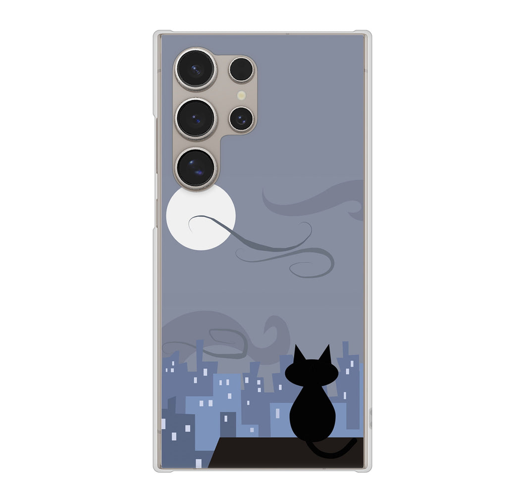Galaxy S24 Ultra SC-52E docomo 高画質仕上げ 背面印刷 ハードケース夜とネコ