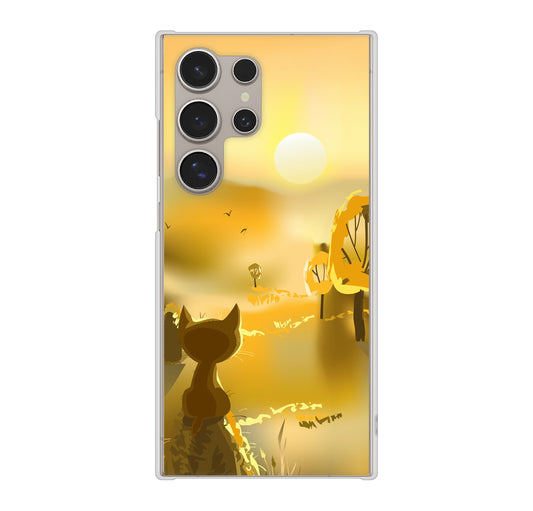 Galaxy S24 Ultra SC-52E docomo 高画質仕上げ 背面印刷 ハードケース 【400 たそがれの猫】