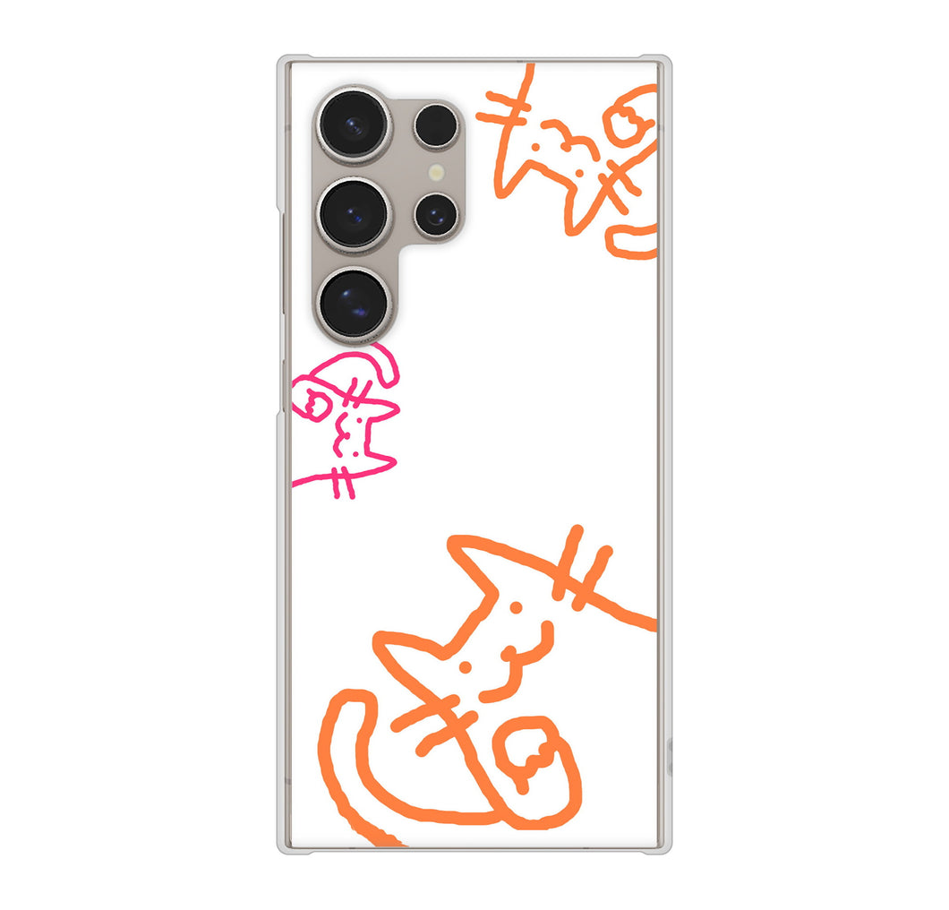 Galaxy S24 Ultra SC-52E docomo 高画質仕上げ 背面印刷 ハードケース 【1098 手まねきする3匹のネコ】