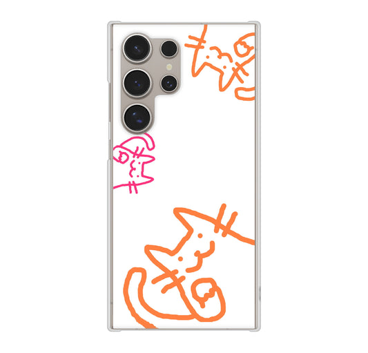 Galaxy S24 Ultra SC-52E docomo 高画質仕上げ 背面印刷 ハードケース 【1098 手まねきする3匹のネコ】