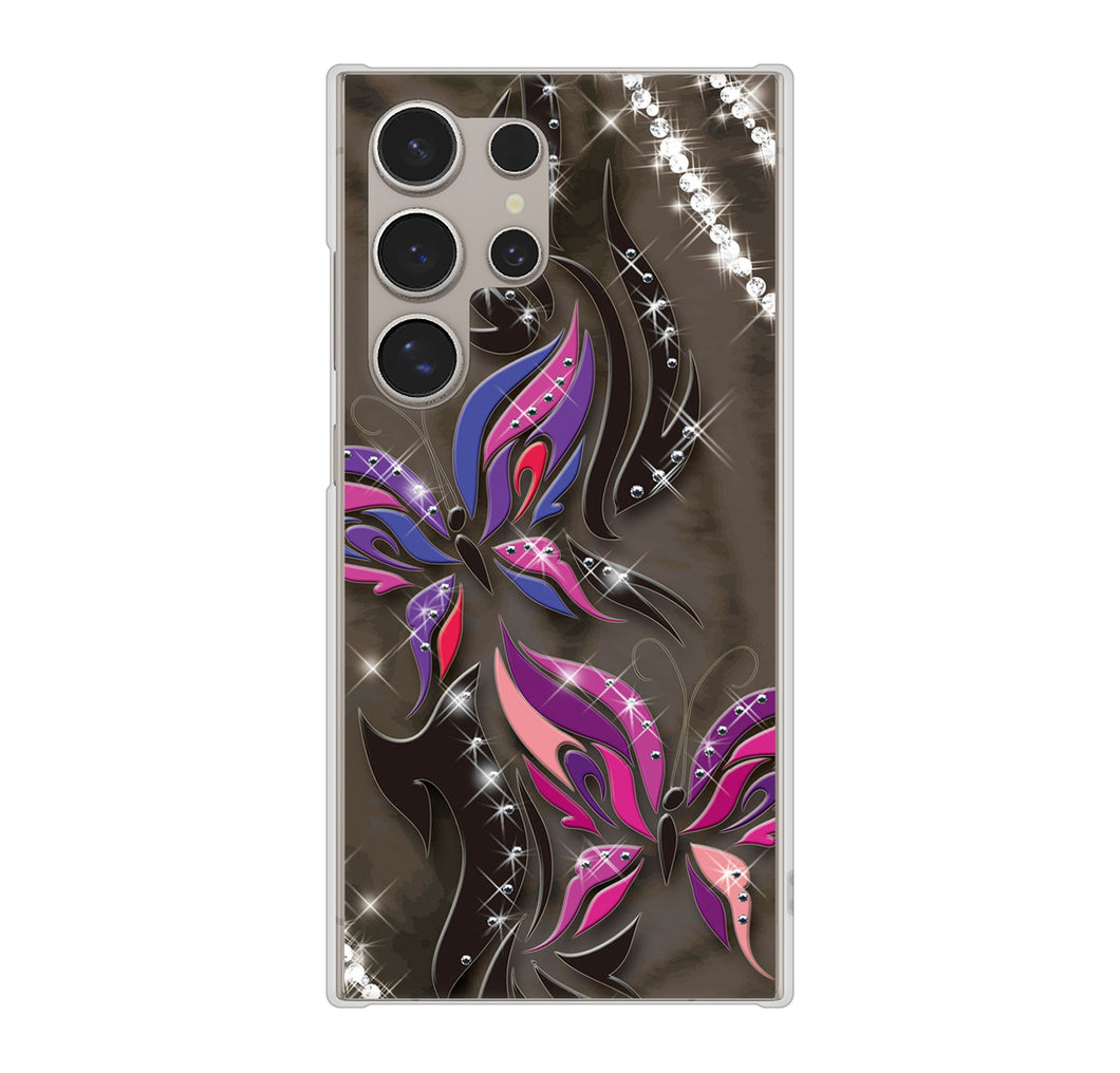 Galaxy S24 Ultra SC-52E docomo 高画質仕上げ 背面印刷 ハードケース 【1164 キラめくストーンと蝶】