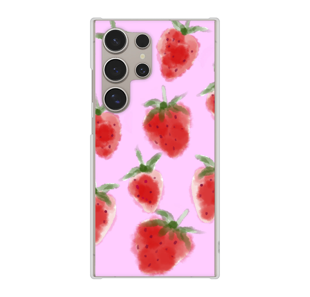 Galaxy S24 Ultra SC-52E docomo 高画質仕上げ 背面印刷 ハードケースイチゴ 水彩