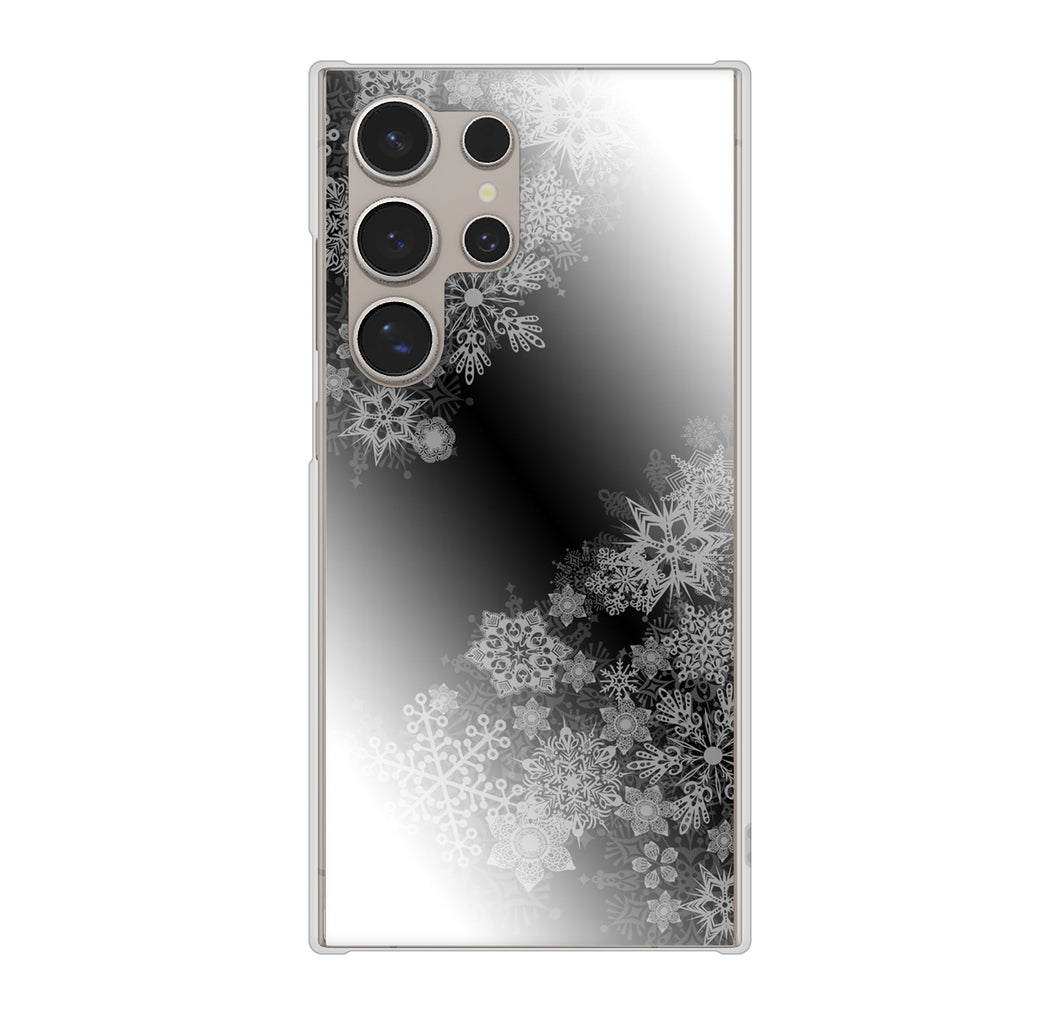Galaxy S24 Ultra SC-52E docomo 高画質仕上げ 背面印刷 ハードケース 【YJ340 モノトーン 雪の結晶 】