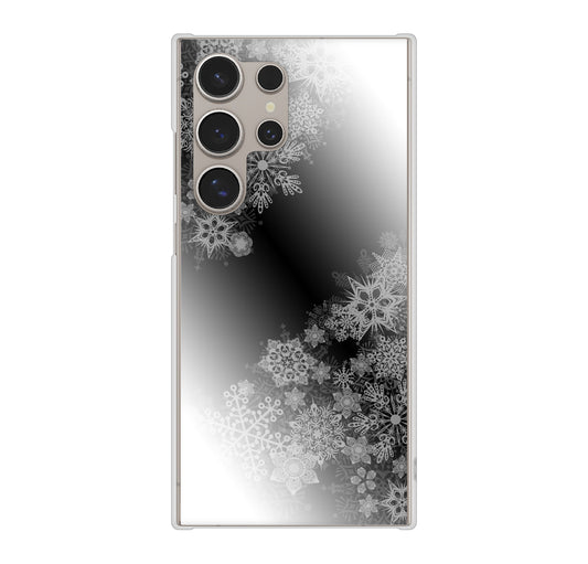Galaxy S24 Ultra SC-52E docomo 高画質仕上げ 背面印刷 ハードケース 【YJ340 モノトーン 雪の結晶 】