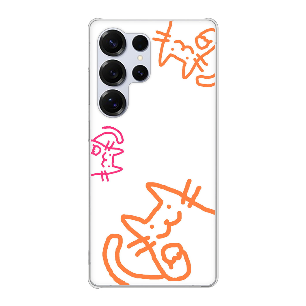 Galaxy S25 Ultra SC-52F docomo 高画質仕上げ 背面印刷 ハードケース 【1098 手まねきする3匹のネコ】