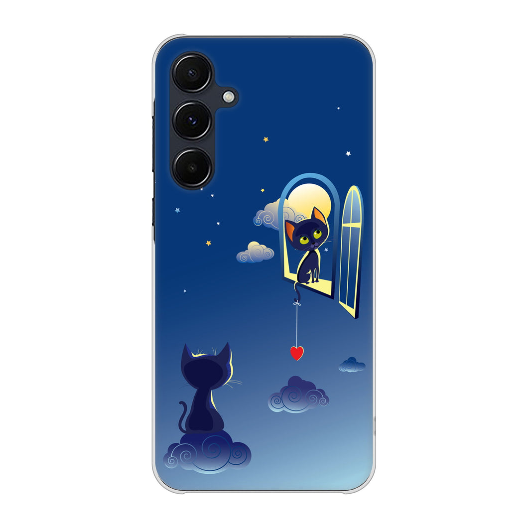 Galaxy A55 5G SC-53E docomo 高画質仕上げ 背面印刷 ハードケース夜とネコ