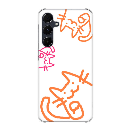 Galaxy A55 5G SC-53E docomo 高画質仕上げ 背面印刷 ハードケース 【1098 手まねきする3匹のネコ】