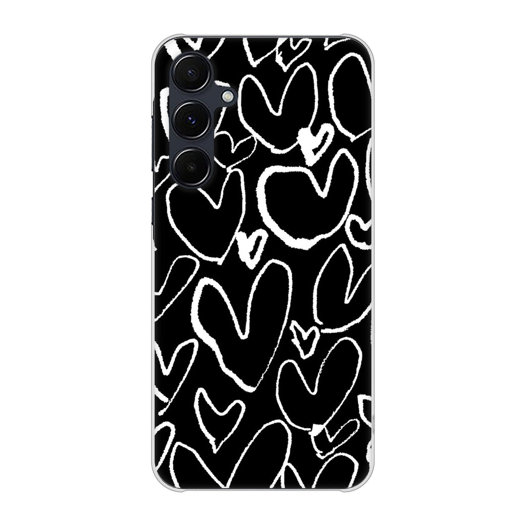 Galaxy A55 5G SC-53E docomo 高画質仕上げ 背面印刷 ハードケース 【1124 ハート BK&WH】