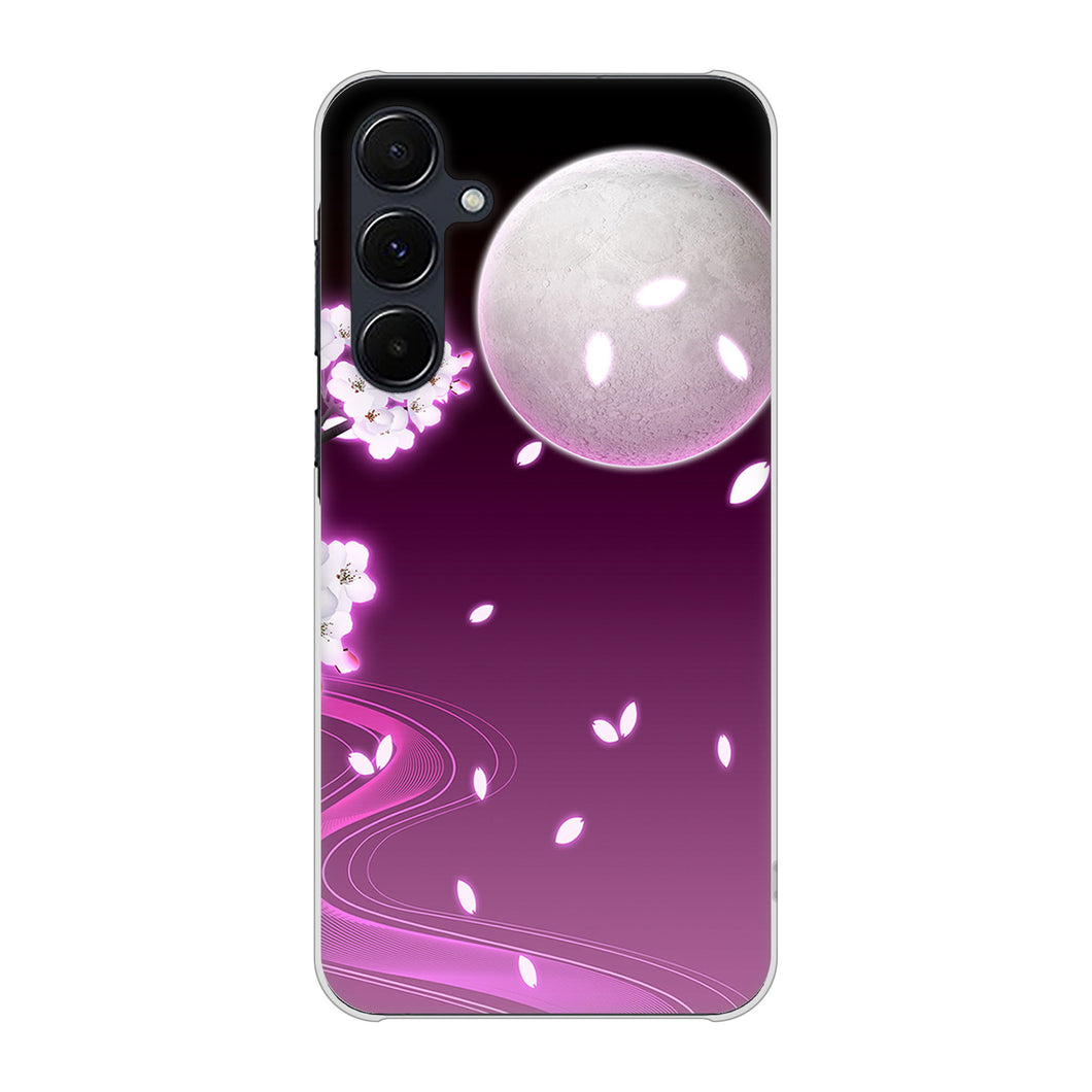 Galaxy A55 5G SC-53E docomo 高画質仕上げ 背面印刷 ハードケース 【1223 紫に染まる月と桜】
