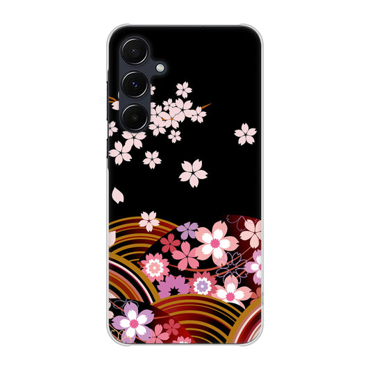 Galaxy A55 5G SC-53E docomo 高画質仕上げ 背面印刷 ハードケース 【1237 和柄&筆文字・夜桜の宴】