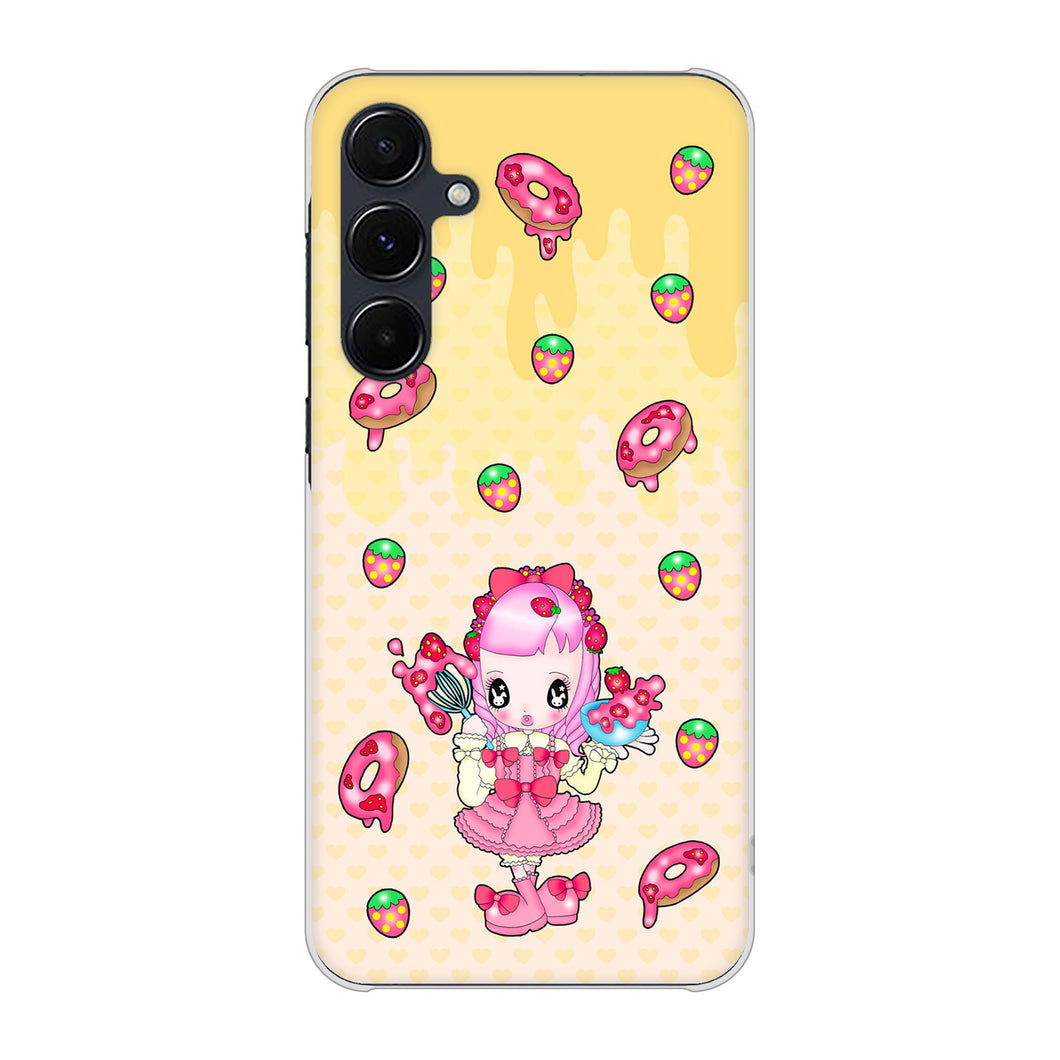 Galaxy A55 5G SC-53E docomo 高画質仕上げ 背面印刷 ハードケースむかいあぐる ストロベリードーナツ