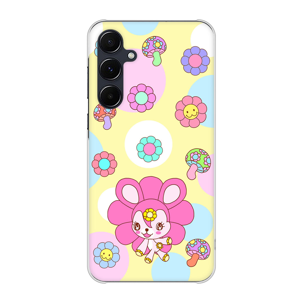Galaxy A55 5G SC-53E docomo 高画質仕上げ 背面印刷 ハードケースむかいあぐる フラワーうさぎのフラッピョン