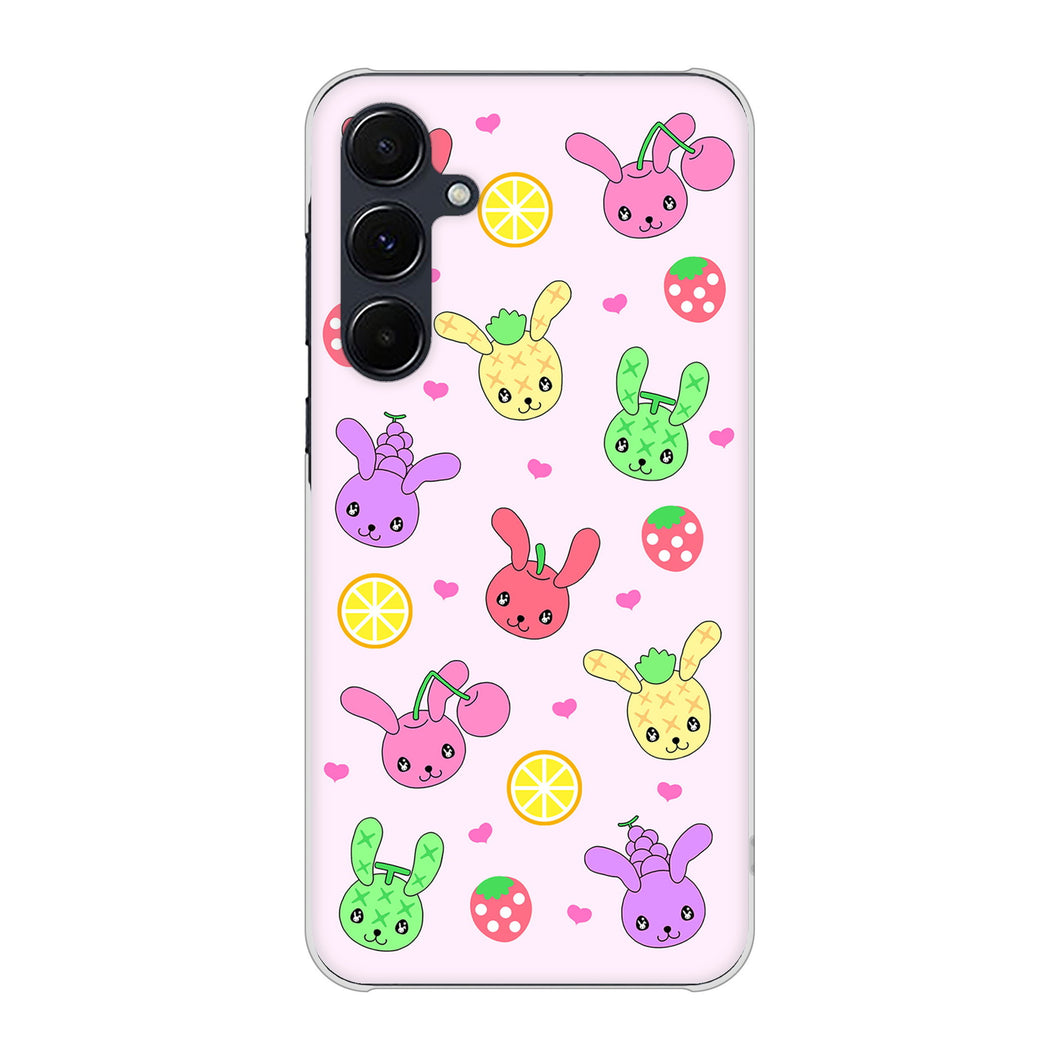 Galaxy A55 5G SC-53E docomo 高画質仕上げ 背面印刷 ハードケースむかいあぐる フルーツうさぎのブルーラビッツ