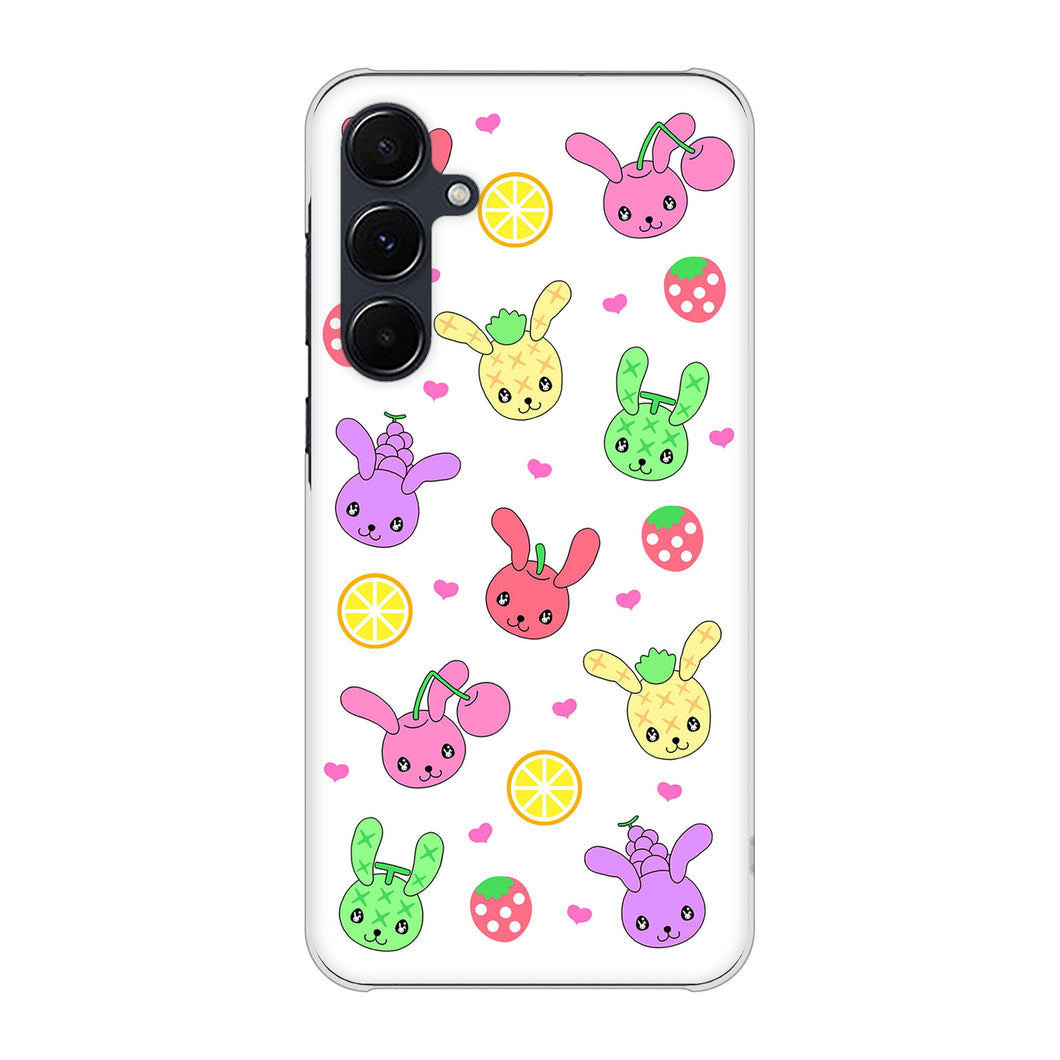 Galaxy A55 5G SC-53E docomo 高画質仕上げ 背面印刷 ハードケースむかいあぐる フルーツうさぎのブルーラビッツ