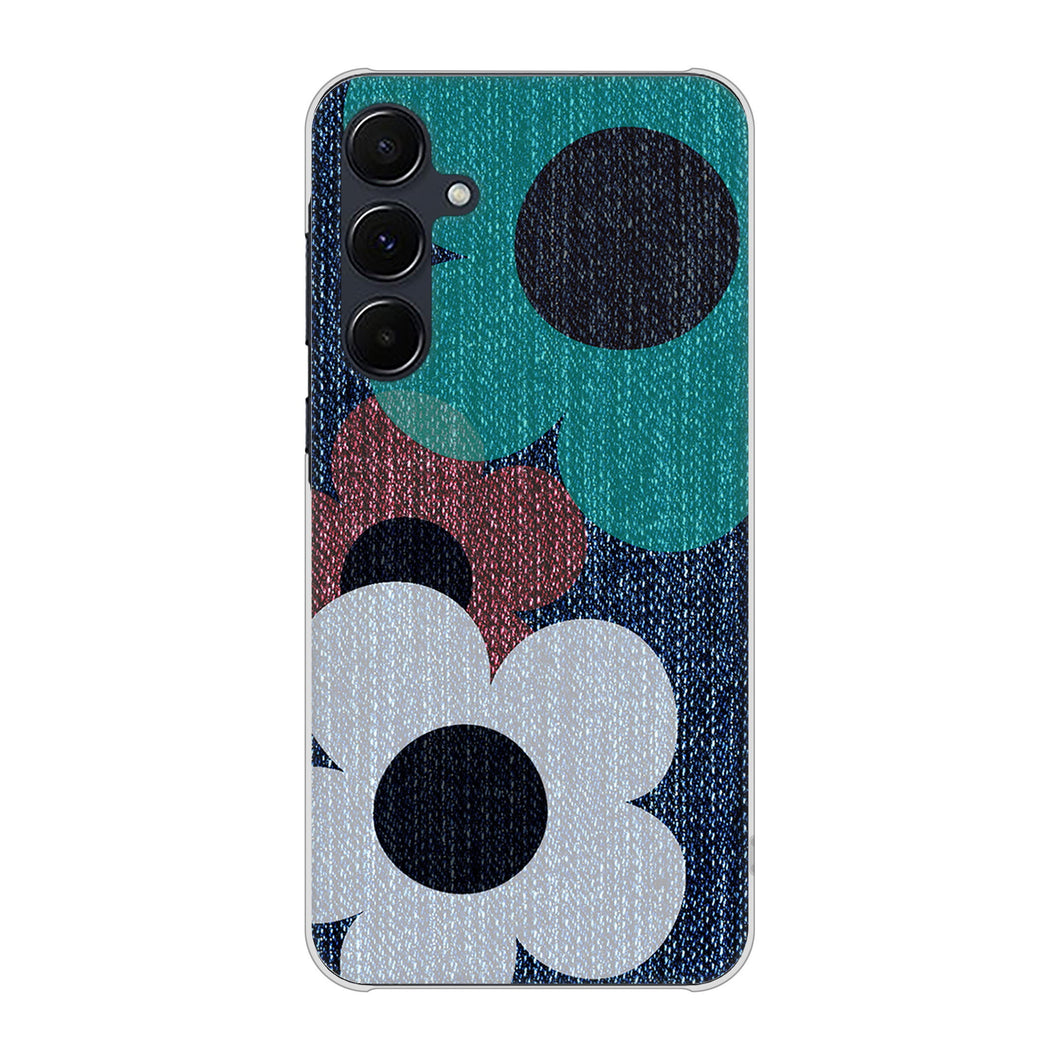 Galaxy A55 5G SC-53E docomo 高画質仕上げ 背面印刷 ハードケース 【EK869 ルーズフラワーinデニム風】