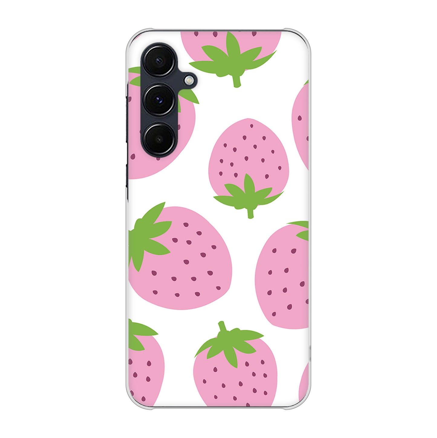 Galaxy A55 5G SC-53E docomo 高画質仕上げ 背面印刷 ハードケース大きいイチゴ模様