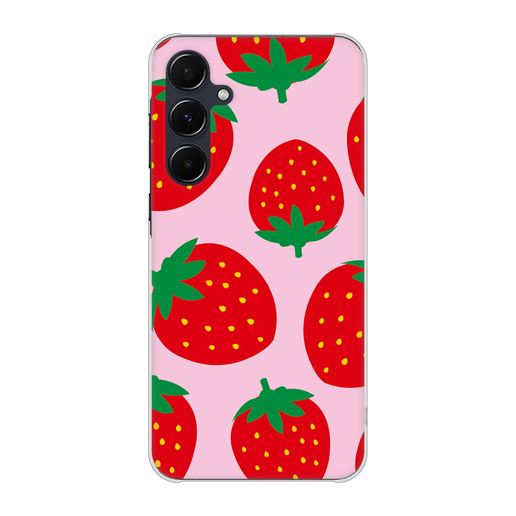 Galaxy A55 5G SC-53E docomo 高画質仕上げ 背面印刷 ハードケース大きいイチゴ模様