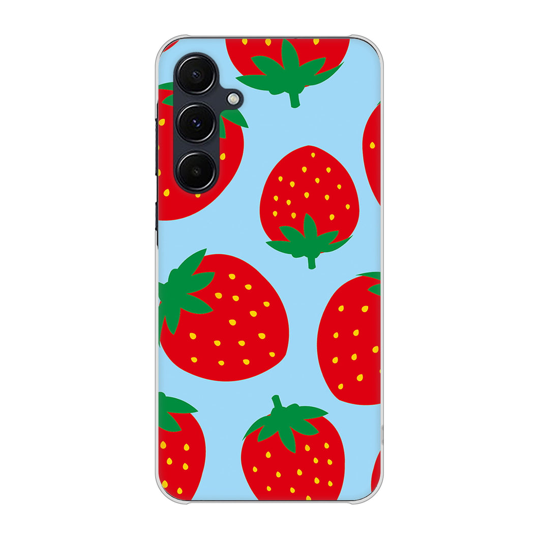Galaxy A55 5G SC-53E docomo 高画質仕上げ 背面印刷 ハードケース大きいイチゴ模様
