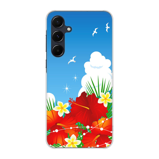 Galaxy A55 5G SC-53E docomo 高画質仕上げ 背面印刷 ハードケース 【VA821 ハイビスカスと青空】