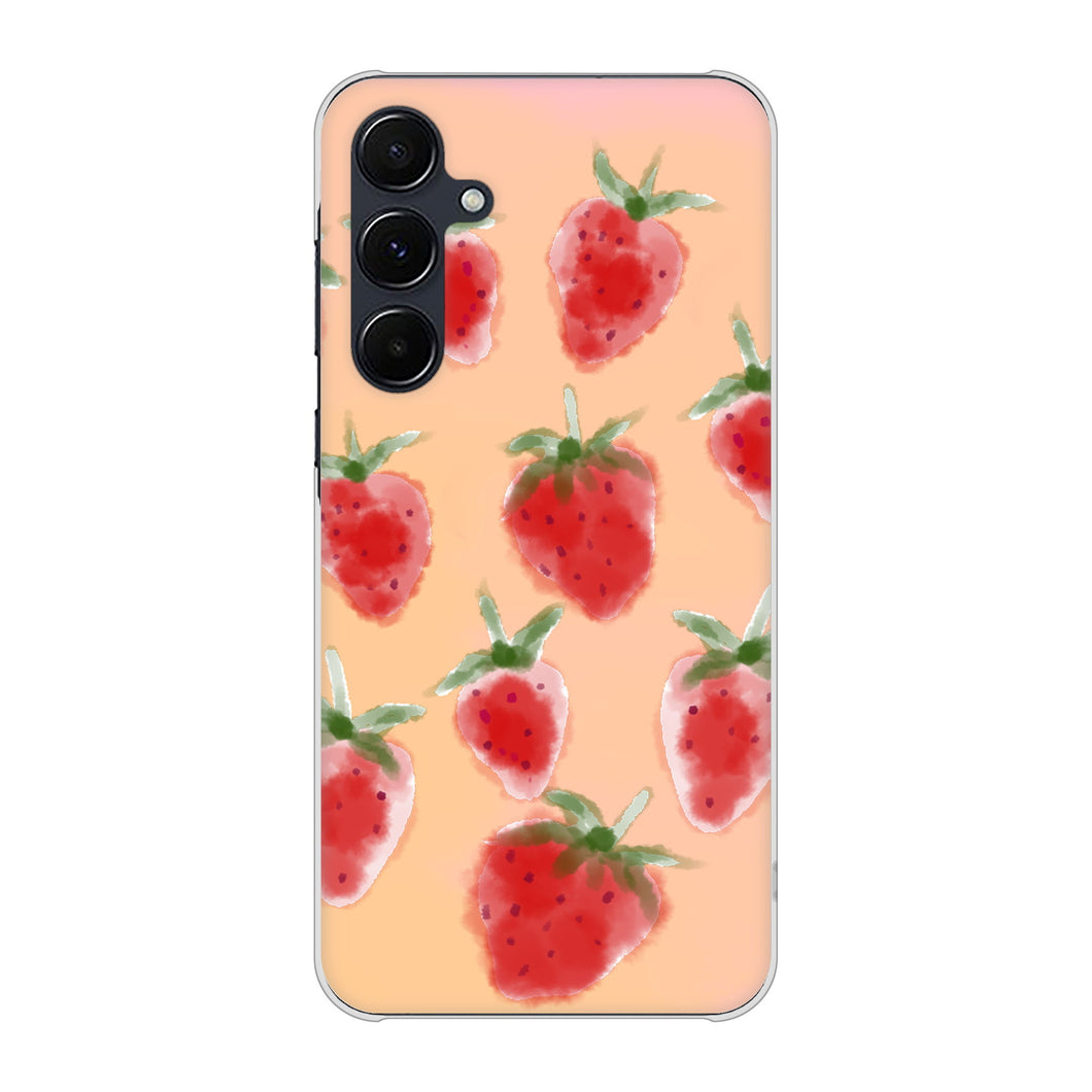 Galaxy A55 5G SC-53E docomo 高画質仕上げ 背面印刷 ハードケースイチゴ 水彩