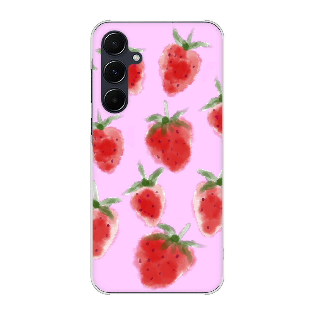 Galaxy A55 5G SC-53E docomo 高画質仕上げ 背面印刷 ハードケースイチゴ 水彩
