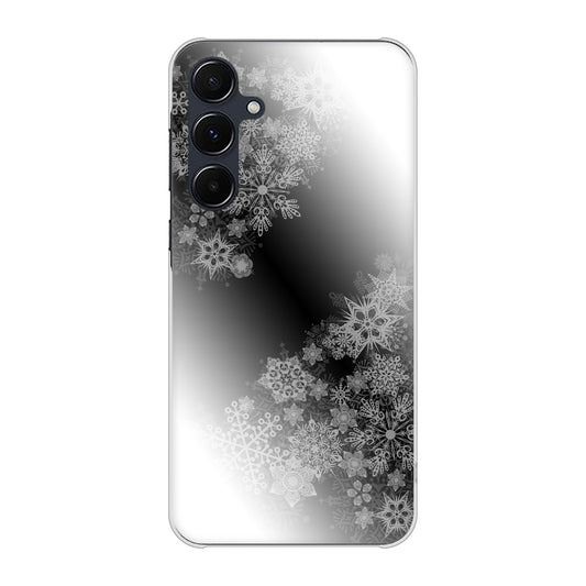 Galaxy A55 5G SC-53E docomo 高画質仕上げ 背面印刷 ハードケース 【YJ340 モノトーン 雪の結晶 】
