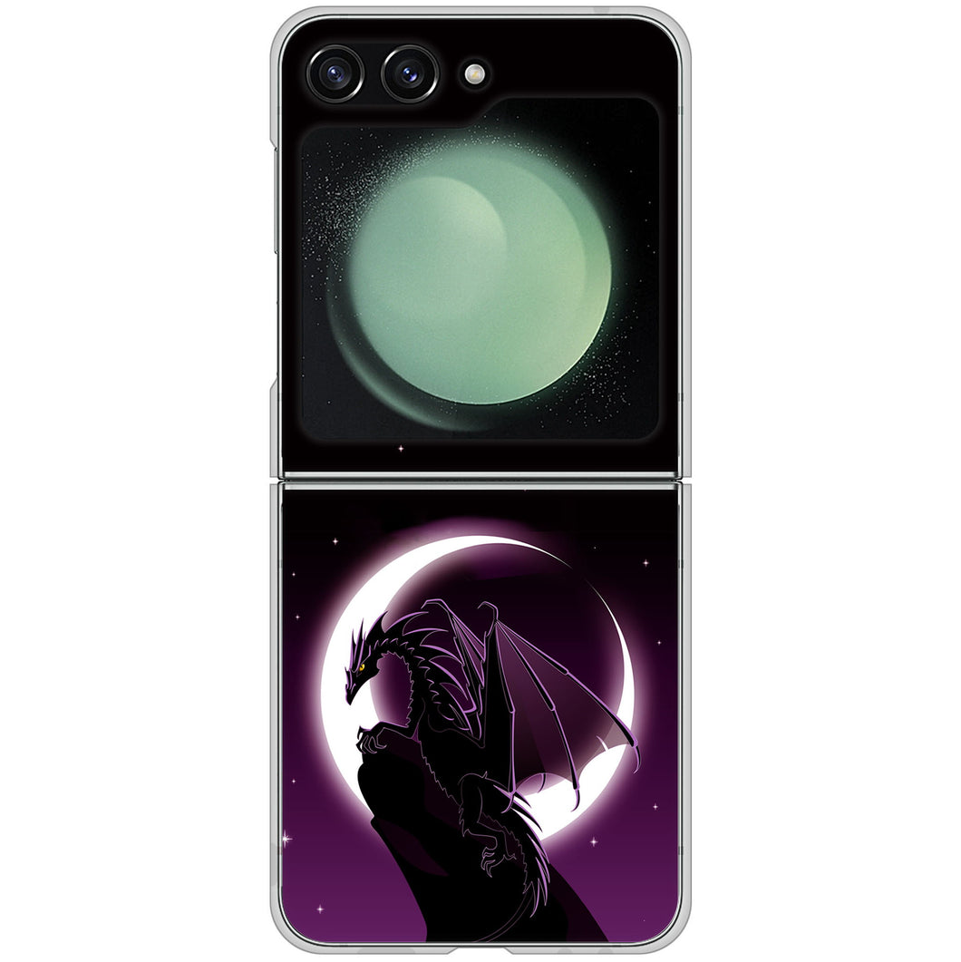 Galaxy Z Flip5 SC-54D docomo 高画質仕上げ 背面印刷 ハードケース 【037 三日月とドラゴン】