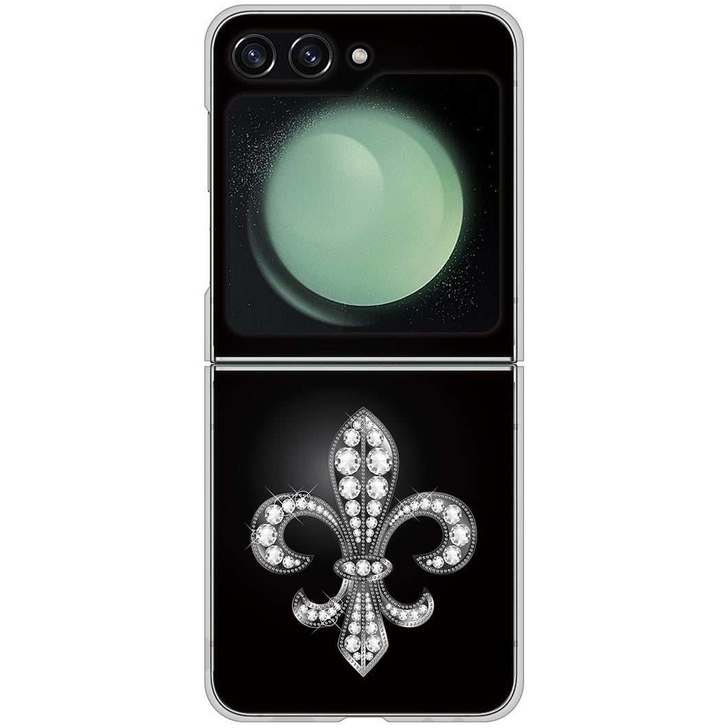Galaxy Z Flip5 SC-54D docomo 高画質仕上げ 背面印刷 ハードケース 【042 ラインストーン風の印刷ゴージャスユリ】
