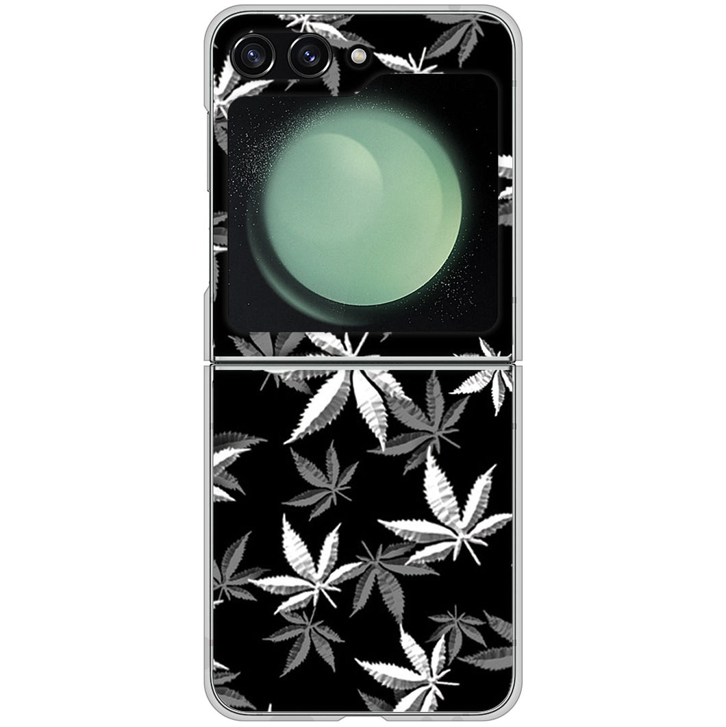 Galaxy Z Flip5 SC-54D docomo 高画質仕上げ 背面印刷 ハードケース 【064 モノトーン大麻ブラック】