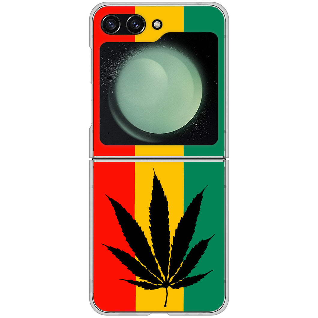Galaxy Z Flip5 SC-54D docomo 高画質仕上げ 背面印刷 ハードケース 【083 大麻ラスタカラー】