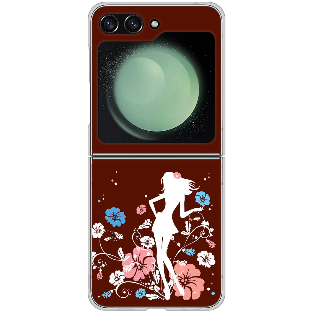 Galaxy Z Flip5 SC-54D docomo 高画質仕上げ 背面印刷 ハードケース 【110 ハイビスカスと少女】
