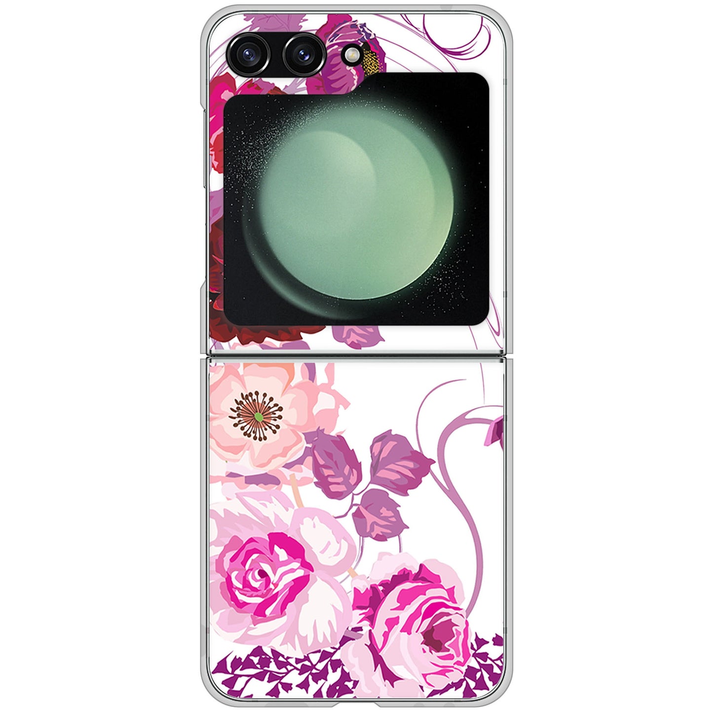 Galaxy Z Flip5 SC-54D docomo 高画質仕上げ 背面印刷 ハードケースロマンチックなバラ
