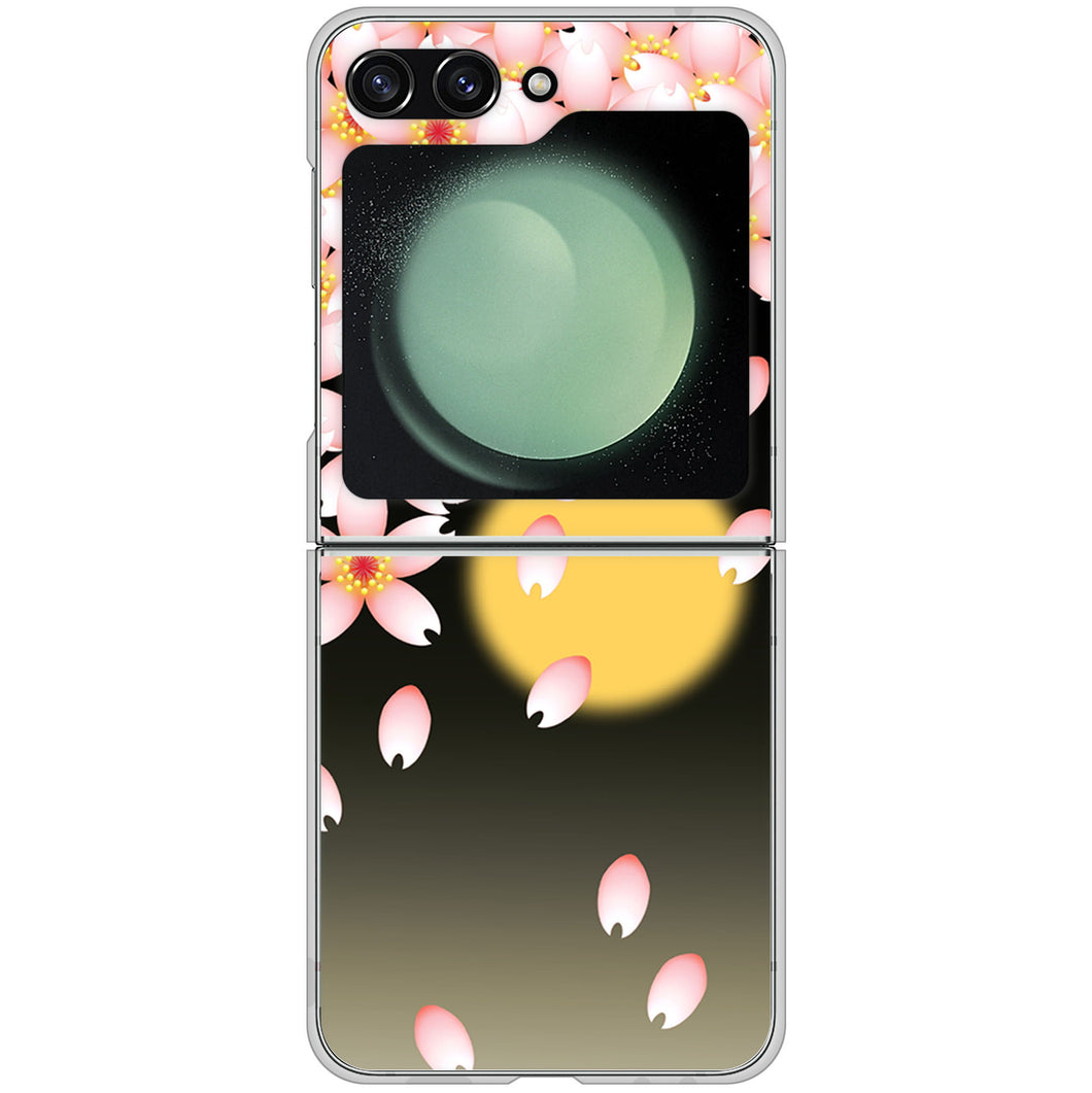 Galaxy Z Flip5 SC-54D docomo 高画質仕上げ 背面印刷 ハードケース 【136 満月と夜桜】