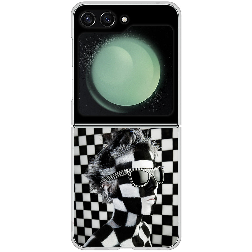 Galaxy Z Flip5 SC-54D docomo 高画質仕上げ 背面印刷 ハードケース 【357 bk&wh】