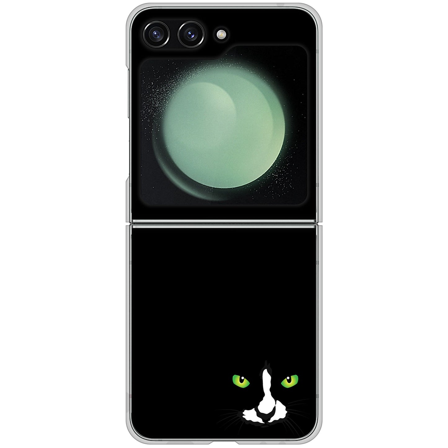 Galaxy Z Flip5 SC-54D docomo 高画質仕上げ 背面印刷 ハードケース 【398 黒ネコ】