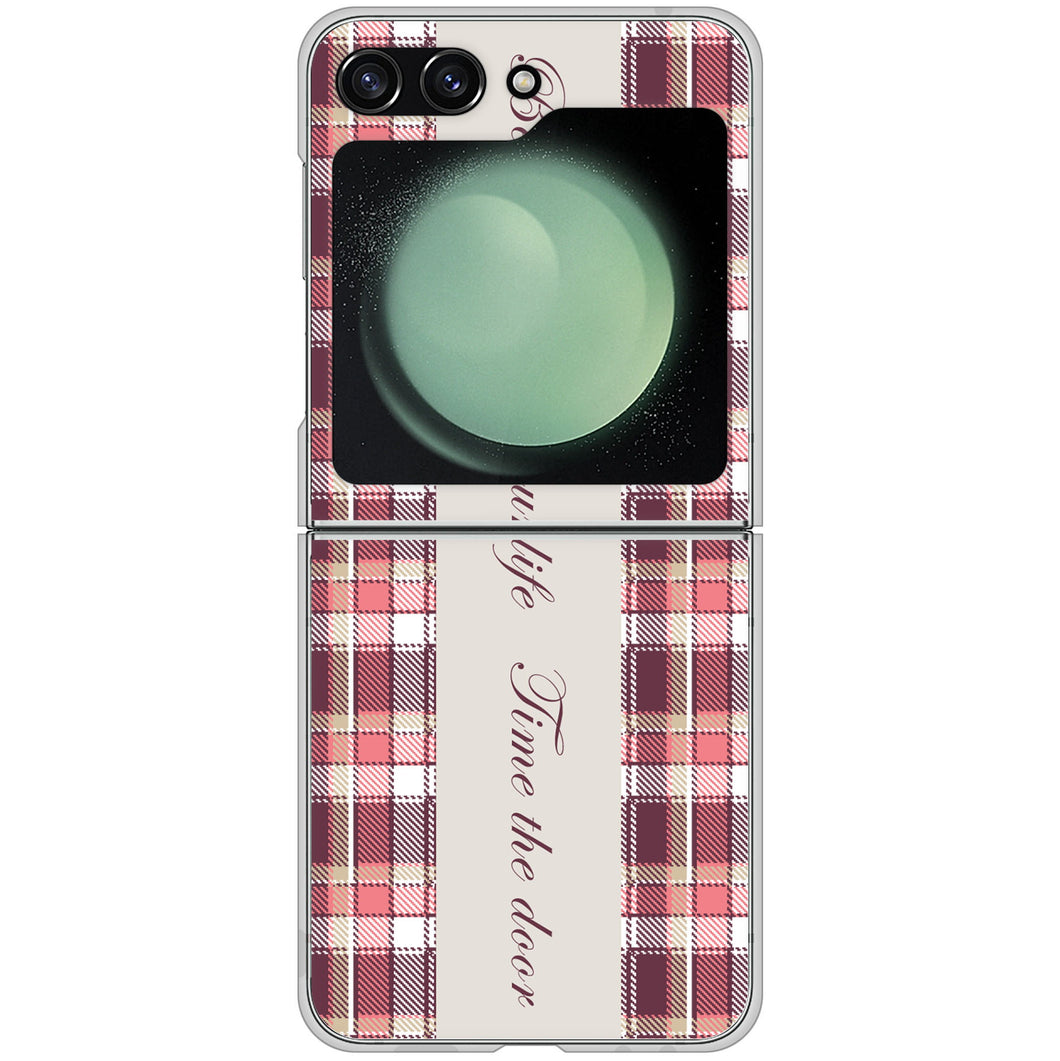 Galaxy Z Flip5 SC-54D docomo 高画質仕上げ 背面印刷 ハードケースピンクチェック