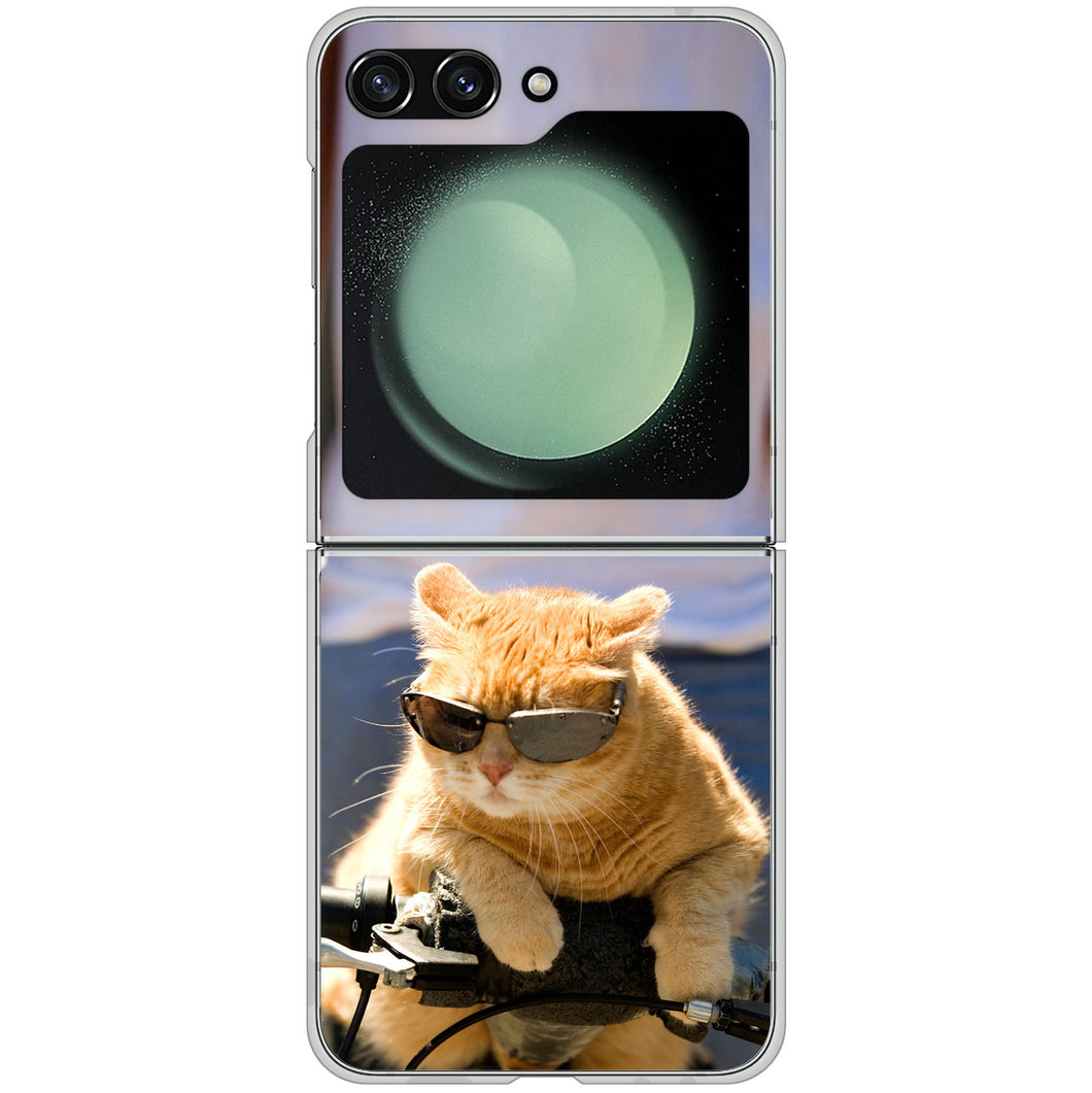 Galaxy Z Flip5 SC-54D docomo 高画質仕上げ 背面印刷 ハードケース 【595 にゃんとサイクル】