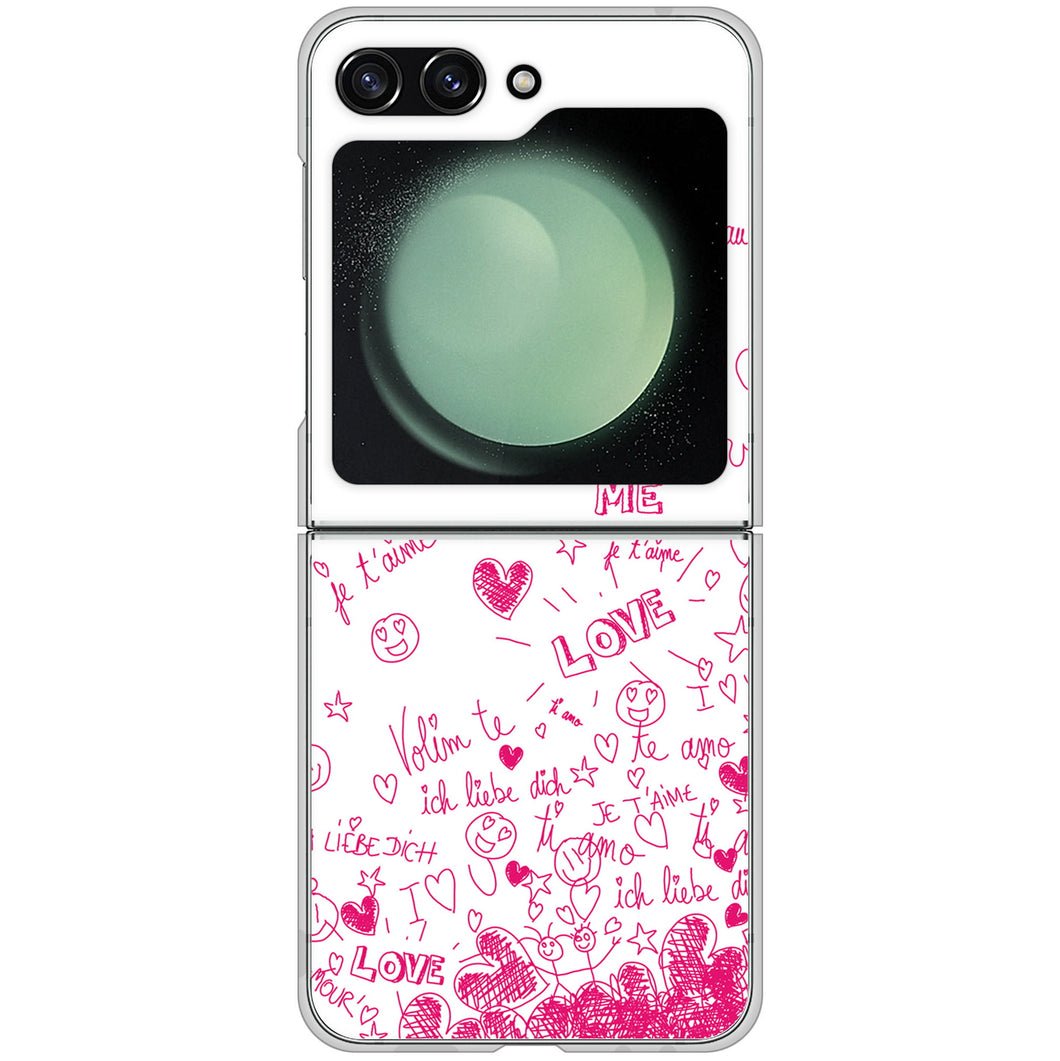 Galaxy Z Flip5 SC-54D docomo 高画質仕上げ 背面印刷 ハードケースプリティハート