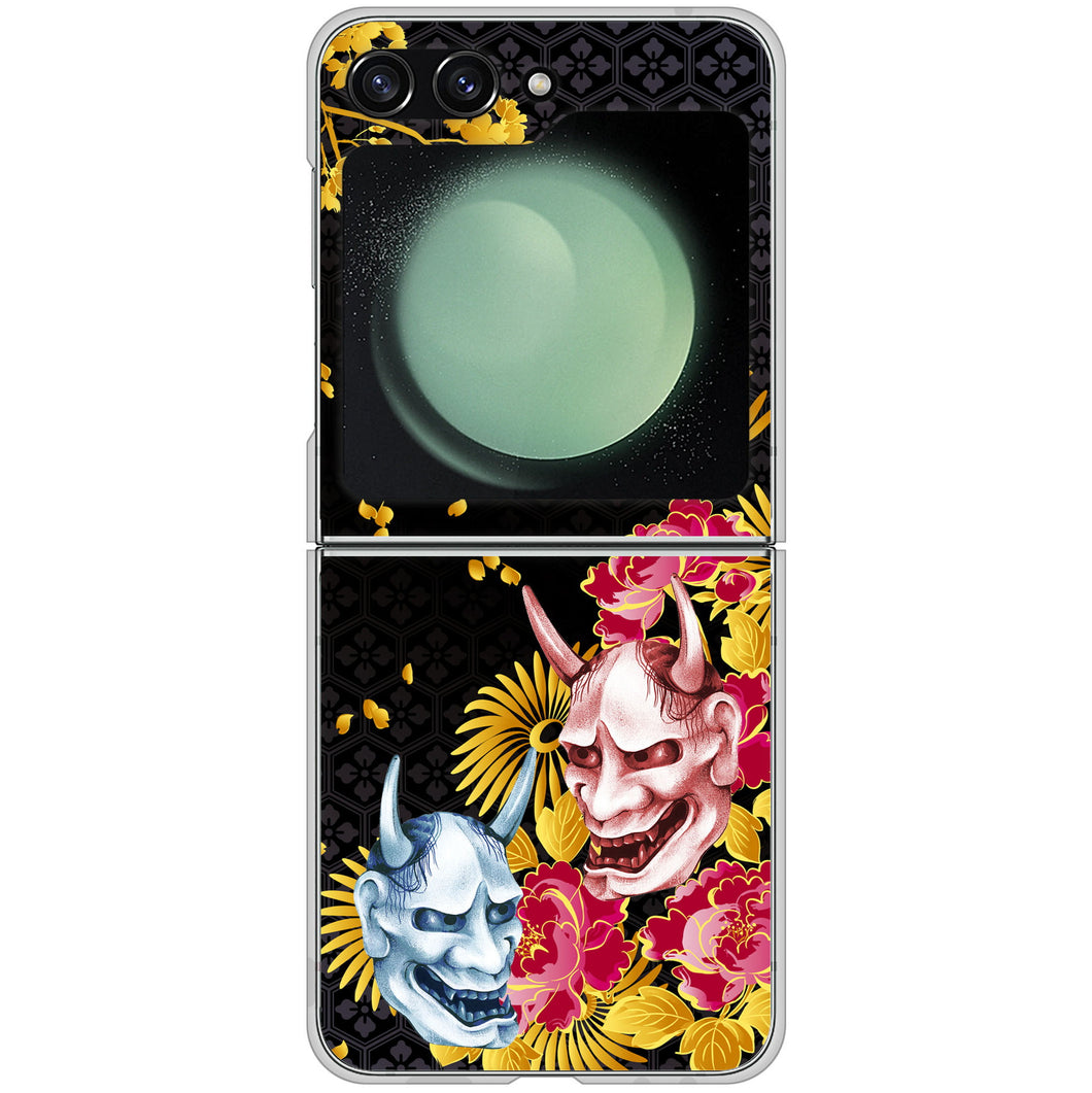 Galaxy Z Flip5 SC-54D docomo 高画質仕上げ 背面印刷 ハードケース 【1024 般若と牡丹2】